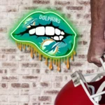 Miami Dolphins Neon Sign Dripping Lips 1