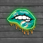 Miami Dolphins Neon Sign Dripping Lips 1