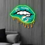 Miami Dolphins Neon Sign Dripping Lips 1