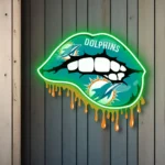 Miami Dolphins Neon Sign Dripping Lips 1
