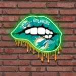Miami Dolphins Neon Sign Dripping Lips 1