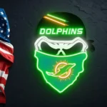 Miami Dolphins Neon Sign Skull 1
