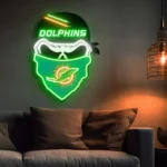 Miami Dolphins Neon Sign Skull 1