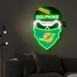 Miami Dolphins Neon Sign Skull 1