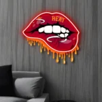 Miami Heat Neon Sign Dripping Lips 1