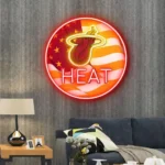 Miami Heat Neon Sign Us Pennant Acrylic 1