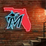 Miami Marlins Neon Sign Florida State Map 1