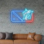 Miami Marlins Neon Sign Mlb Logo 1