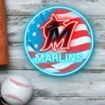 Miami Marlins Neon Sign Us Flag Acrylic 1