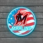 Miami Marlins Neon Sign Us Flag Acrylic 1