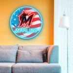 Miami Marlins Neon Sign Us Flag Acrylic 1