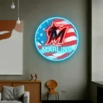 Miami Marlins Neon Sign Us Flag Acrylic 1