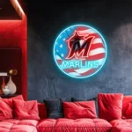 Miami Marlins Neon Sign Us Flag Acrylic 1