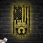 Military Patriotic Metal Sign Custom Pitbull Us Flag 1