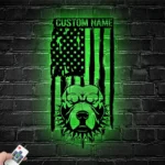 Military Patriotic Metal Sign Custom Pitbull Us Flag 1