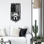 Military Patriotic Metal Sign Custom Pitbull Us Flag 1