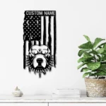 Military Patriotic Metal Sign Custom Pitbull Us Flag 1
