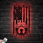 Military Patriotic Metal Sign Custom Pitbull Us Flag 1