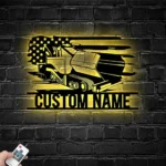 Military Patriotic Metal Sign Custom Us Asphalt Paver Truck 1