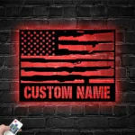 Military Patriotic Metal Sign Custom Us Gun 1