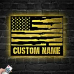 Military Patriotic Metal Sign Custom Us Gun 1