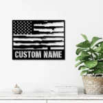 Military Patriotic Metal Sign Custom Us Gun 1