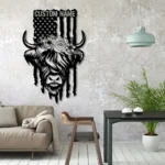 Military Patriotic Metal Sign Custom Us Highland Cow Farm 1