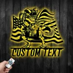 Military Patriotic Metal Sign Personalized American Flag Dinosaur Name 1