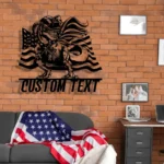 Military Patriotic Metal Sign Personalized American Flag Dinosaur Name 1