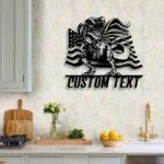 Military Patriotic Metal Sign Personalized American Flag Dinosaur Name 1