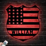 Military Patriotic Metal Sign Personalized American Policer Name 1