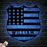 Military Patriotic Metal Sign Personalized American Policer Name 1