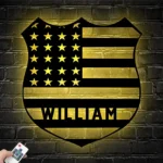 Military Patriotic Metal Sign Personalized American Policer Name 1