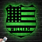 Military Patriotic Metal Sign Personalized American Policer Name 1