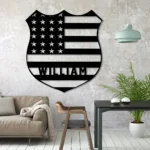 Military Patriotic Metal Sign Personalized American Policer Name 1