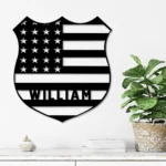Military Patriotic Metal Sign Personalized American Policer Name 1