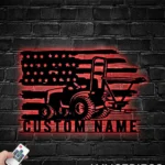 Military Patriotic Metal Sign Personalized Farm Tractor Spreader Name 1