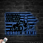 Military Patriotic Metal Sign Personalized Farm Tractor Spreader Name 1