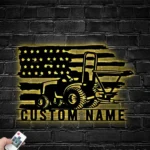 Military Patriotic Metal Sign Personalized Farm Tractor Spreader Name 1