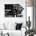 Military Patriotic Metal Sign Personalized Farm Tractor Spreader Name 1