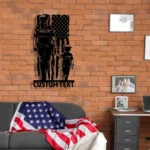 Military Patriotic Metal Sign Personalized Us Police Mom And Son Name 1