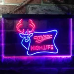 Miller High Life Neon Sign Deer Hunt Home Bar 1