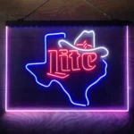 Miller Lite Neon Sign Cowboys Headwear Texas 3 Color 1