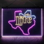 Miller Lite Neon Sign Cowboys Headwear Texas 3 Color 1
