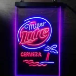 Miller Lite Neon Sign Palm Tree Tree Cerveza Island 1