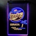 Miller Lite Neon Sign Palm Tree Tree Cerveza Island 1