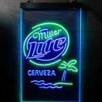 Miller Lite Neon Sign Palm Tree Tree Cerveza Island 1