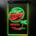 Miller Lite Neon Sign Palm Tree Tree Cerveza Island 1