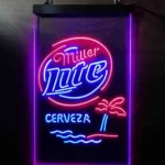 Miller Lite Neon Sign Palm Tree Tree Cerveza Island 1