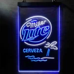 Miller Lite Neon Sign Palm Tree Tree Cerveza Island 1